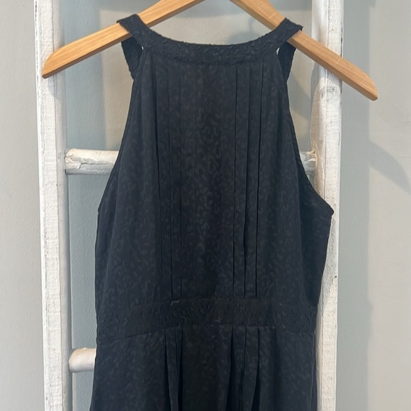 Theory black silk halter neck patterned side zip slip dress size 4 - Picture 9 of 10